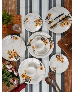 Floral Printed Double Coating Melamine Dinner | Pack of 18pcs