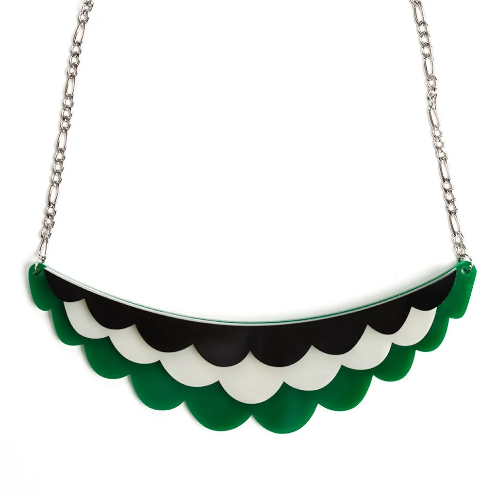Frilled Necklace - Green, Black and Ivory