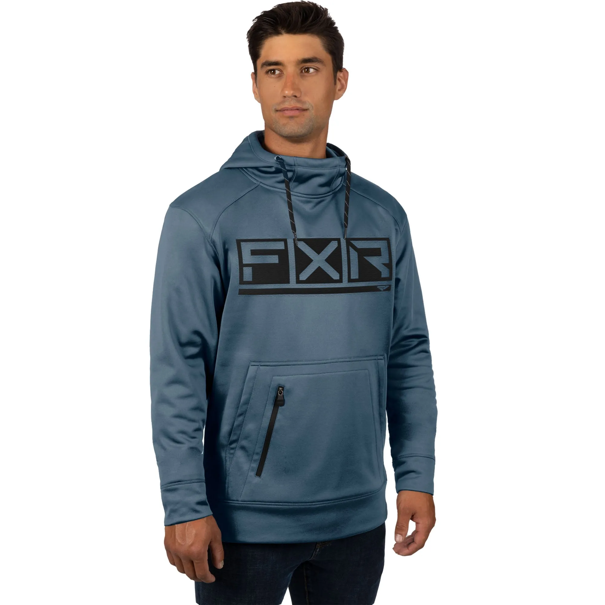 FXR  Steel Black Podium Tech Pullover Hoodie Hoody Polyester Fleece DWR Finish