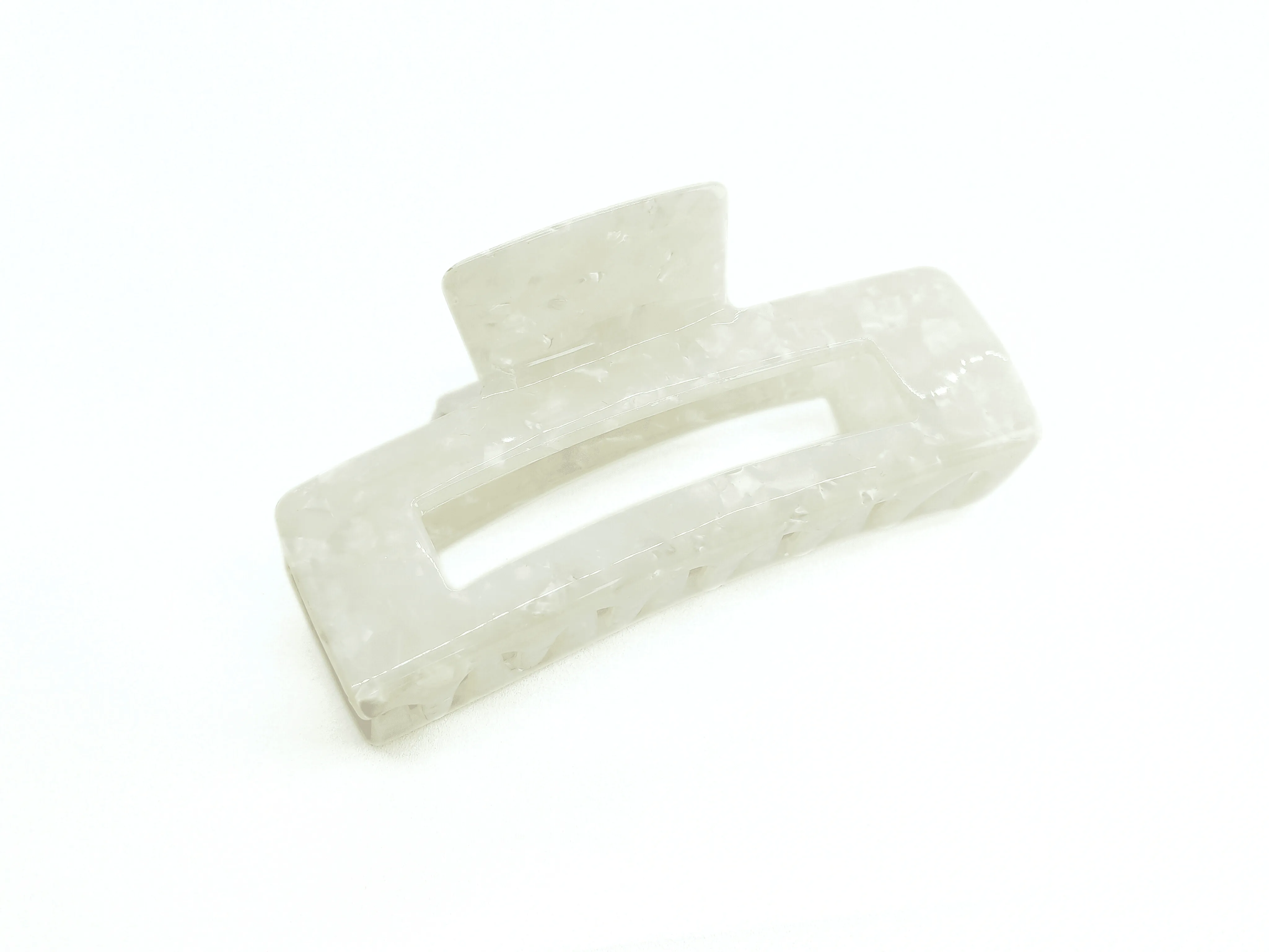 Gemstone White Rectangular Hair Claw Clip