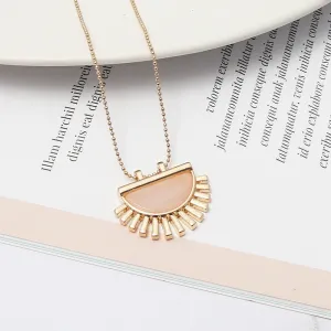Geometric Gold-Plated Pendant Necklace with Sunburst Design – Modern Statement Jewelry-jltn0526