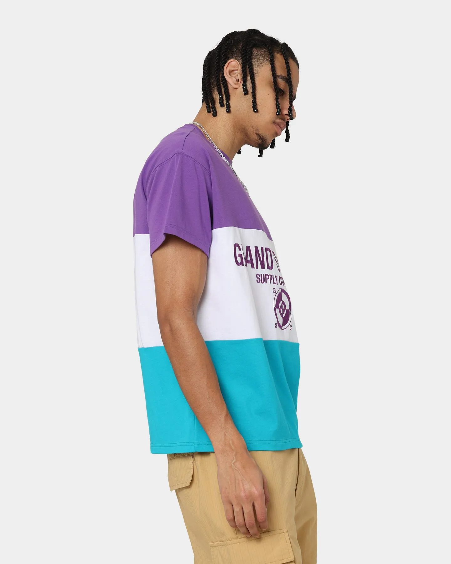 Grand Scheme Colour Block T-Shirt Purple/White/Blue