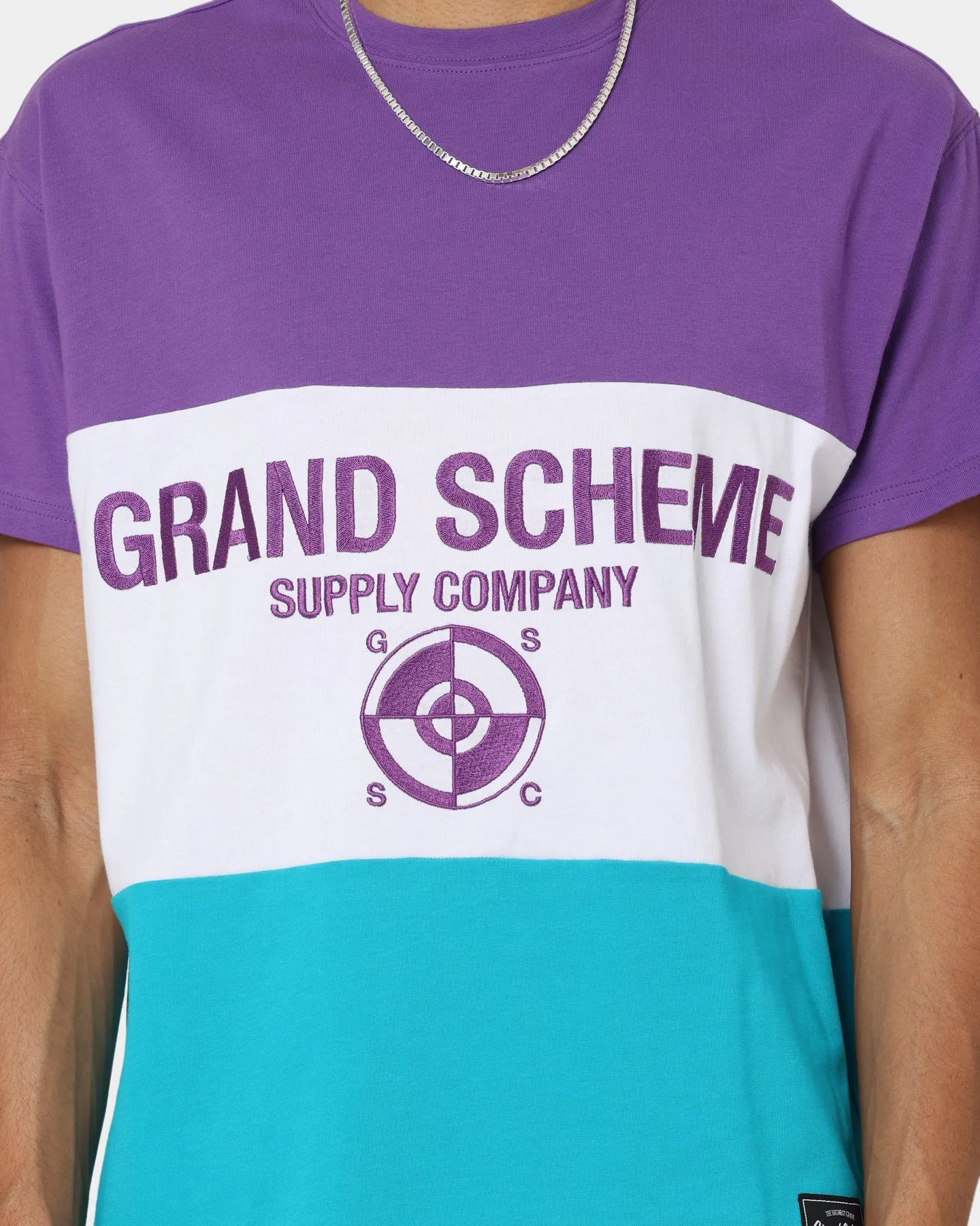 Grand Scheme Colour Block T-Shirt Purple/White/Blue