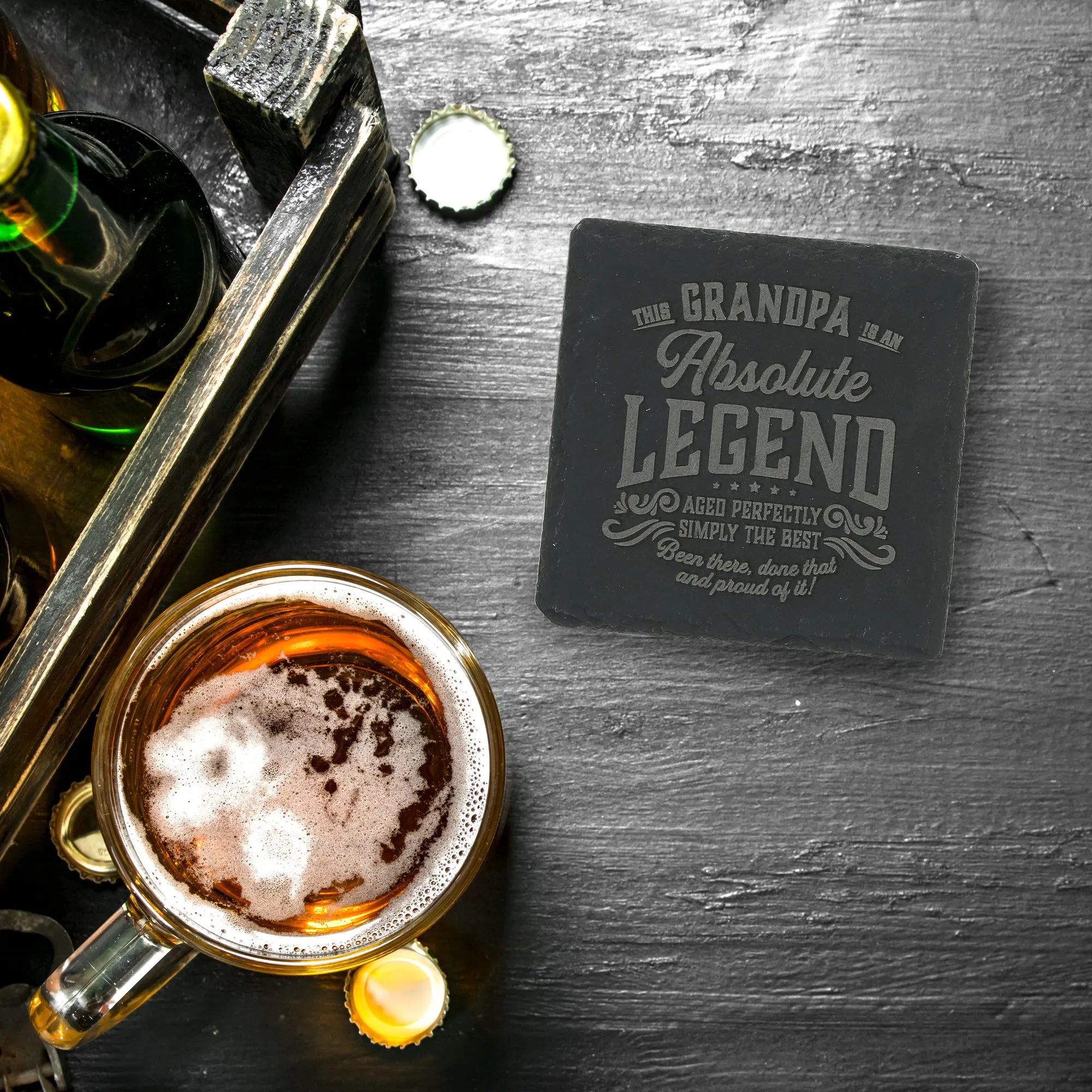 Grandpa 4" Slate Coaster