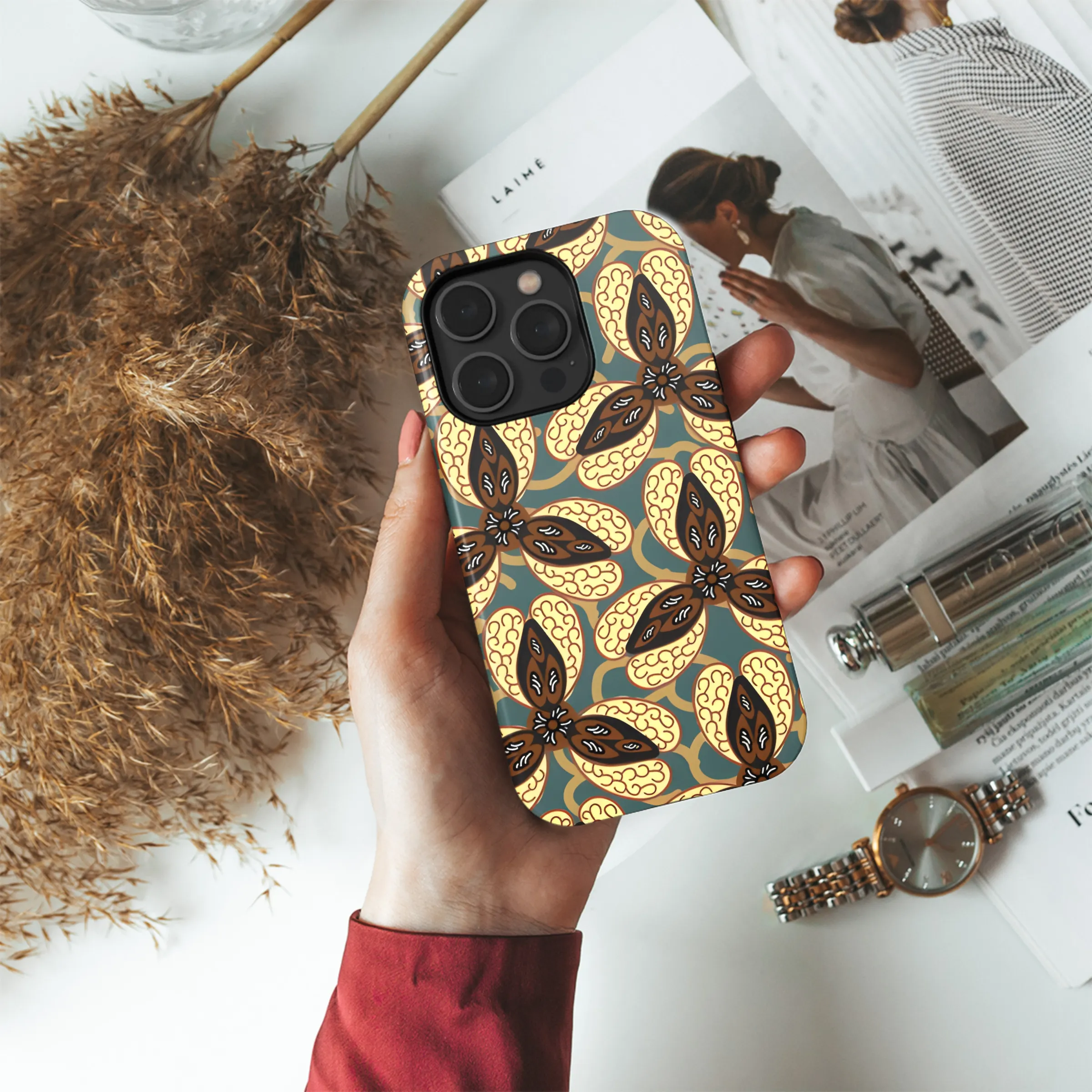 Indonesian Plant Batik Motifs Phone Case iPhone Samsung Cover Pixel 3804
