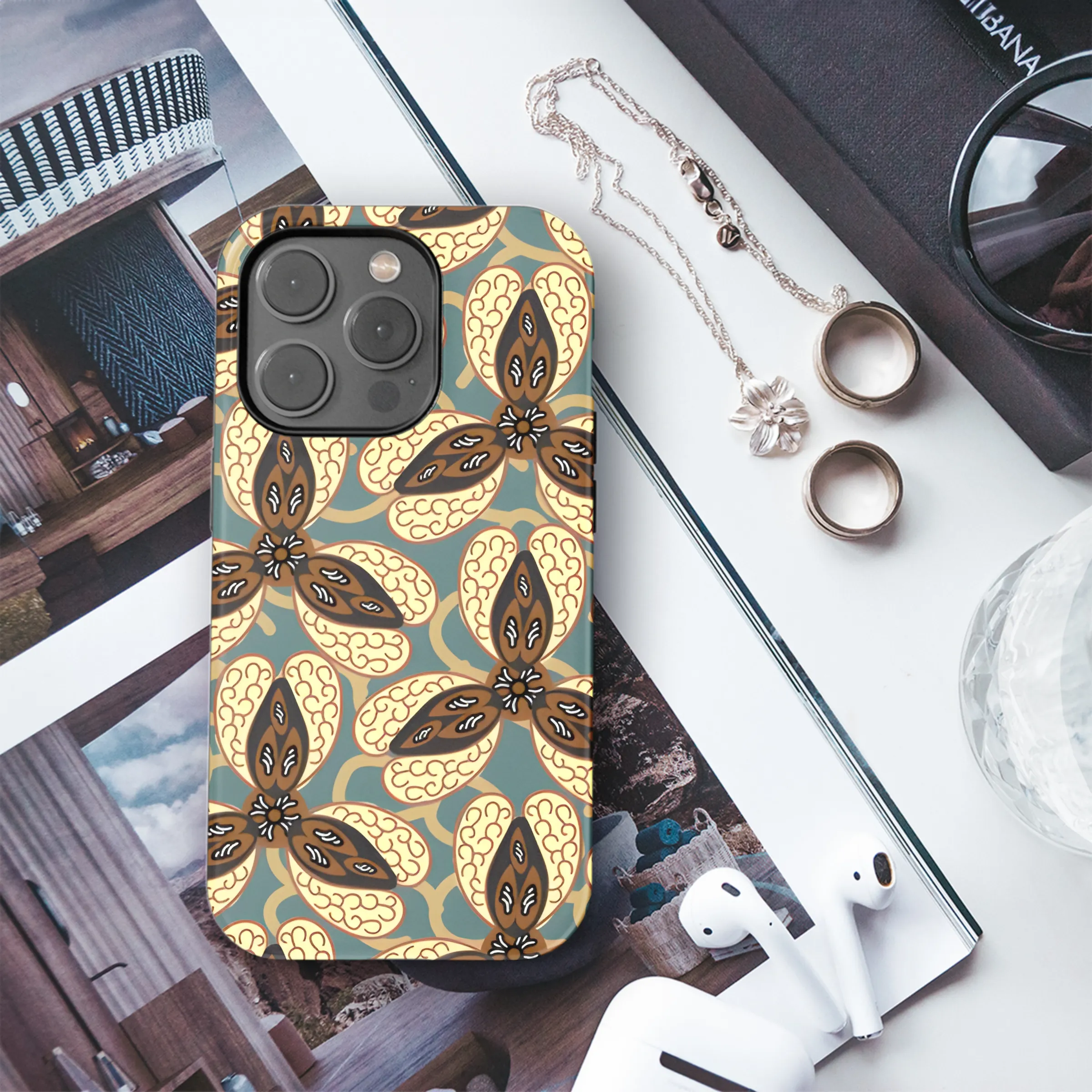 Indonesian Plant Batik Motifs Phone Case iPhone Samsung Cover Pixel 3804