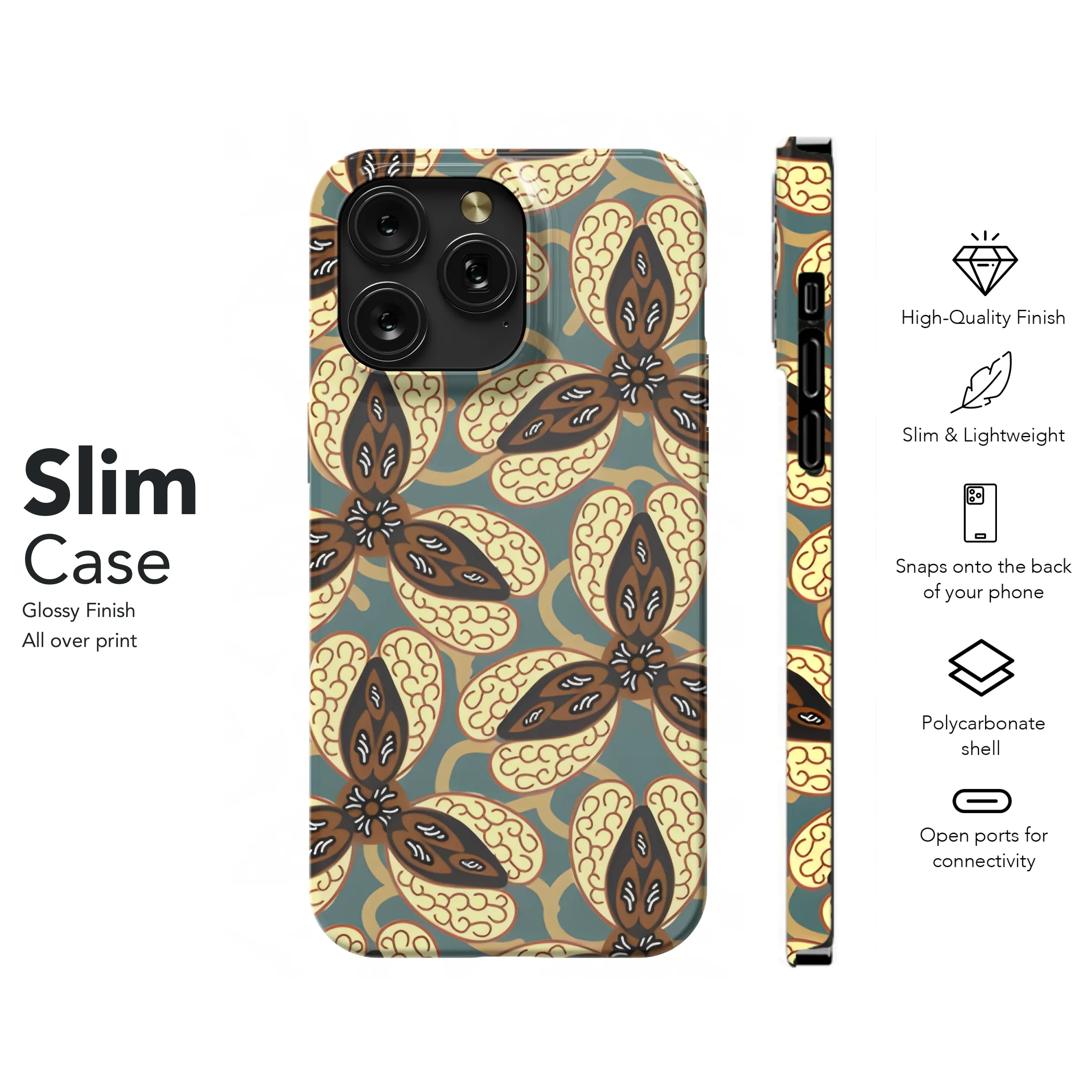 Indonesian Plant Batik Motifs Phone Case iPhone Samsung Cover Pixel 3804