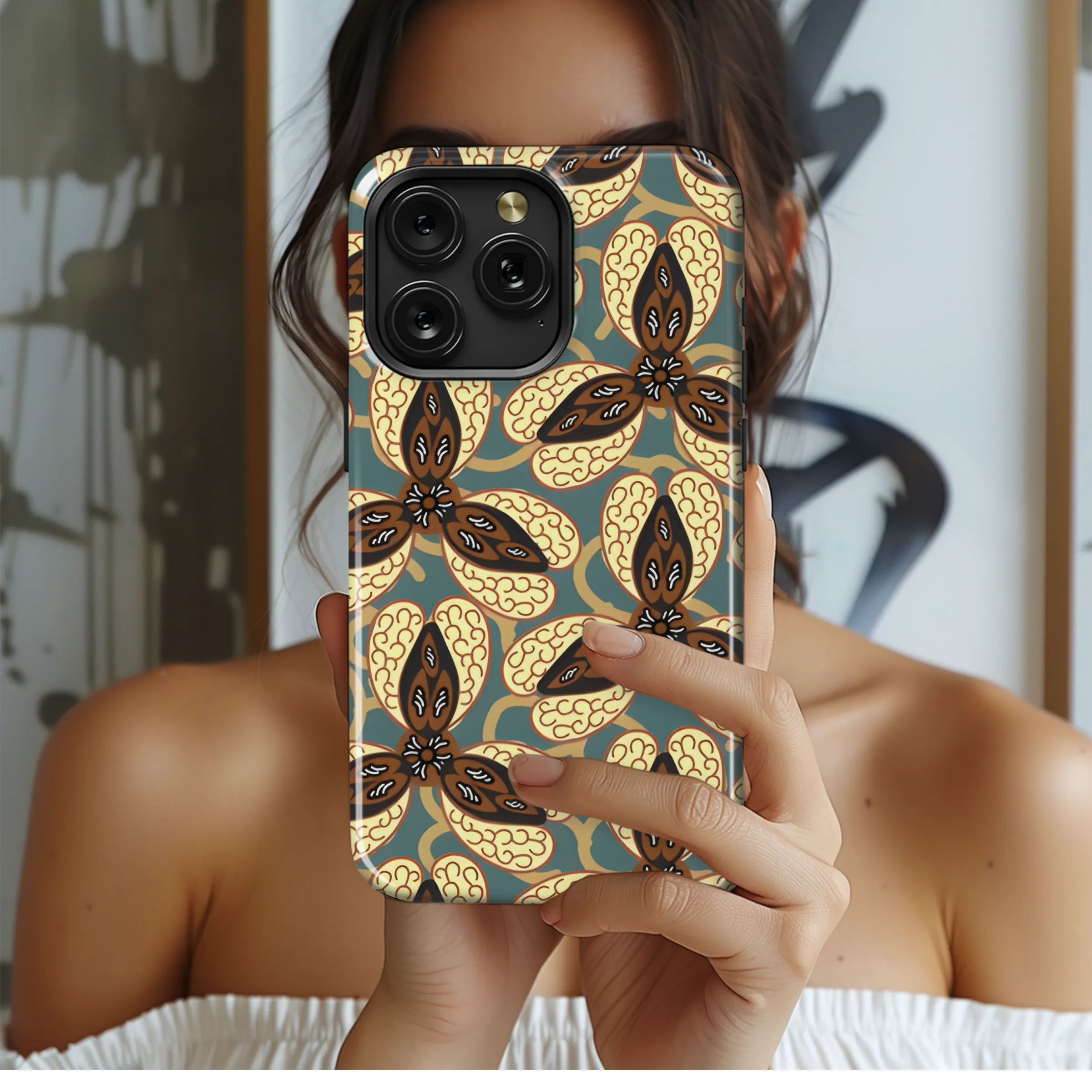 Indonesian Plant Batik Motifs Phone Case iPhone Samsung Cover Pixel 3804