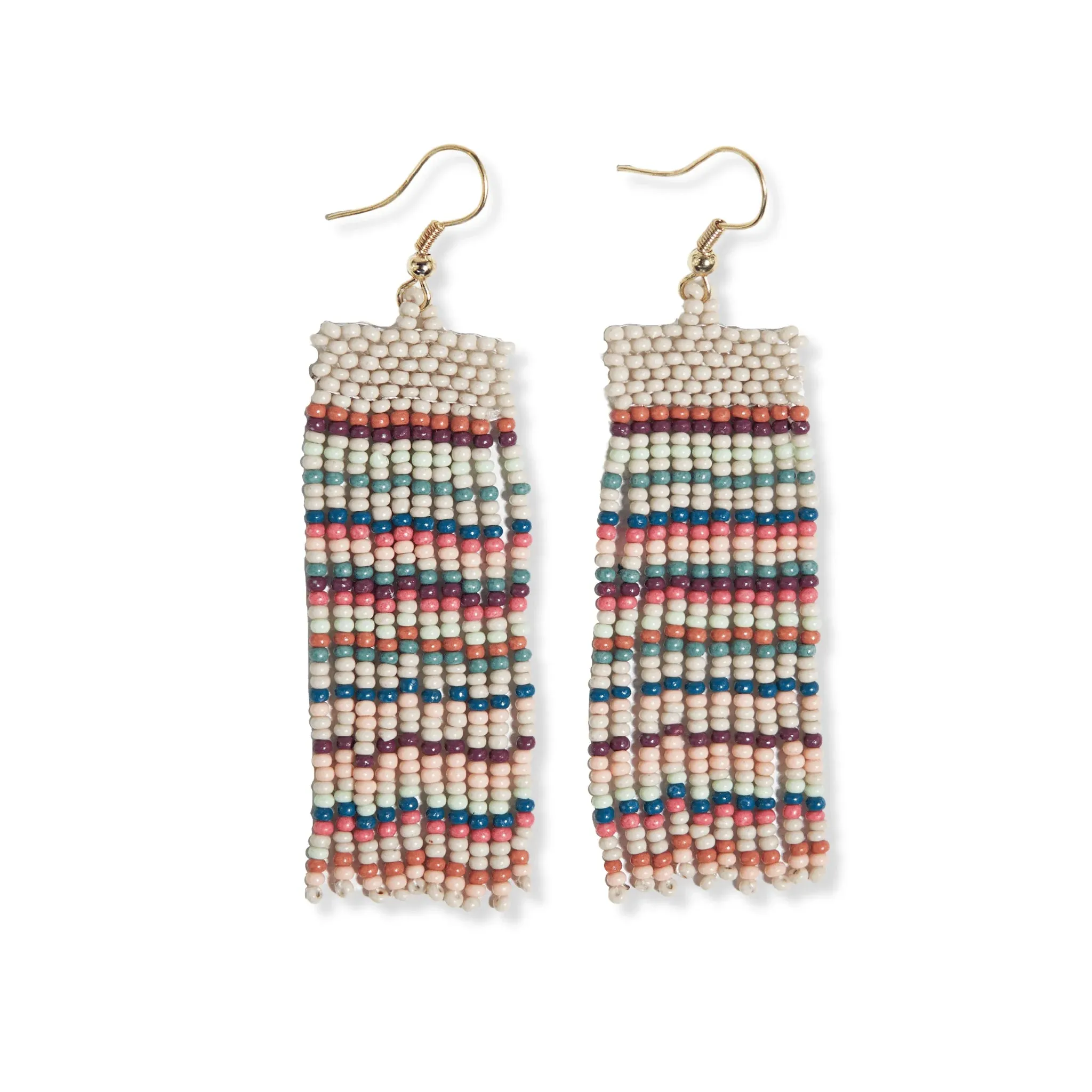 Ink   Alloy IA Adaline horizontal stripes beaded fringe earrings SBER3400
