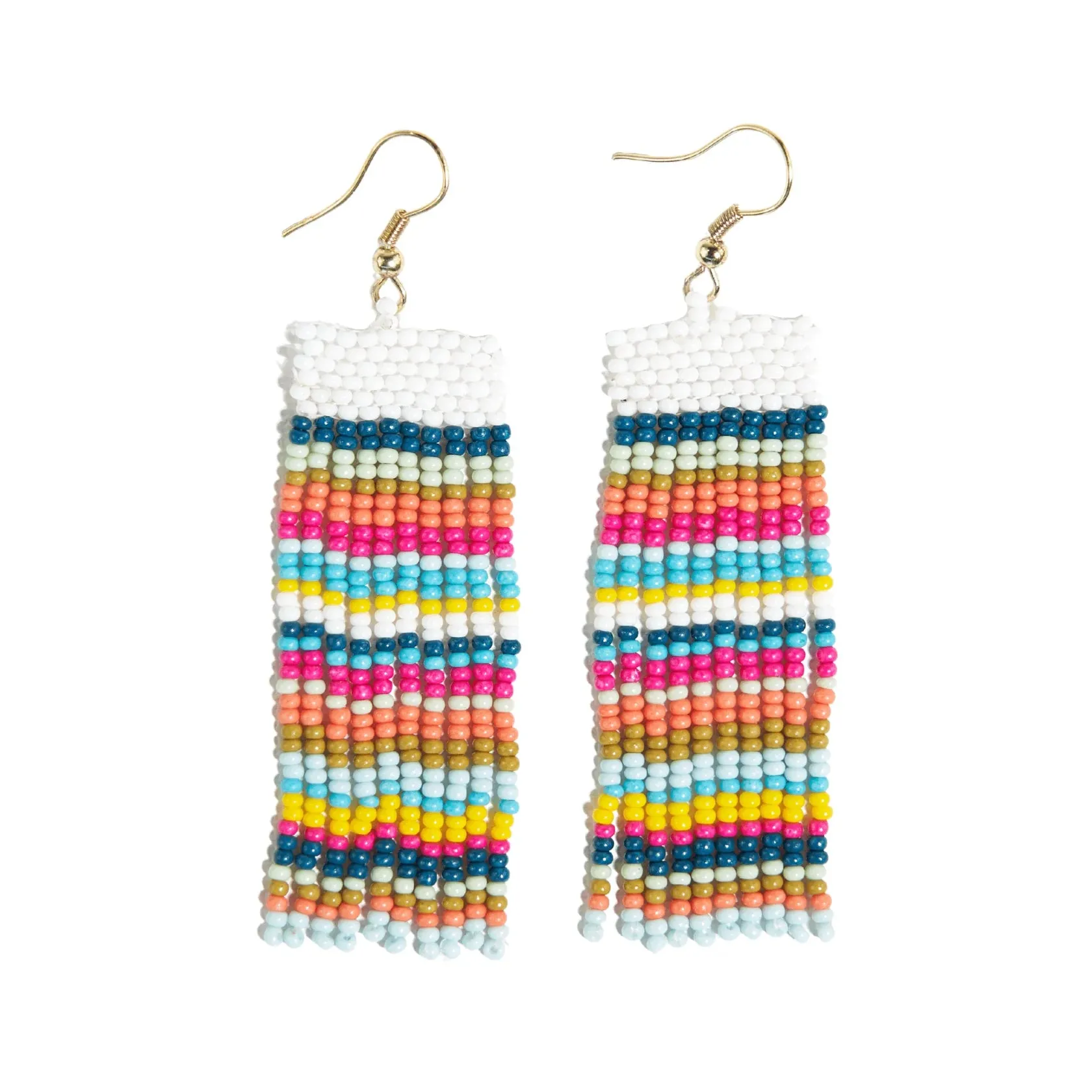 Ink   Alloy IA Adaline horizontal stripes beaded fringe earrings SBER3400