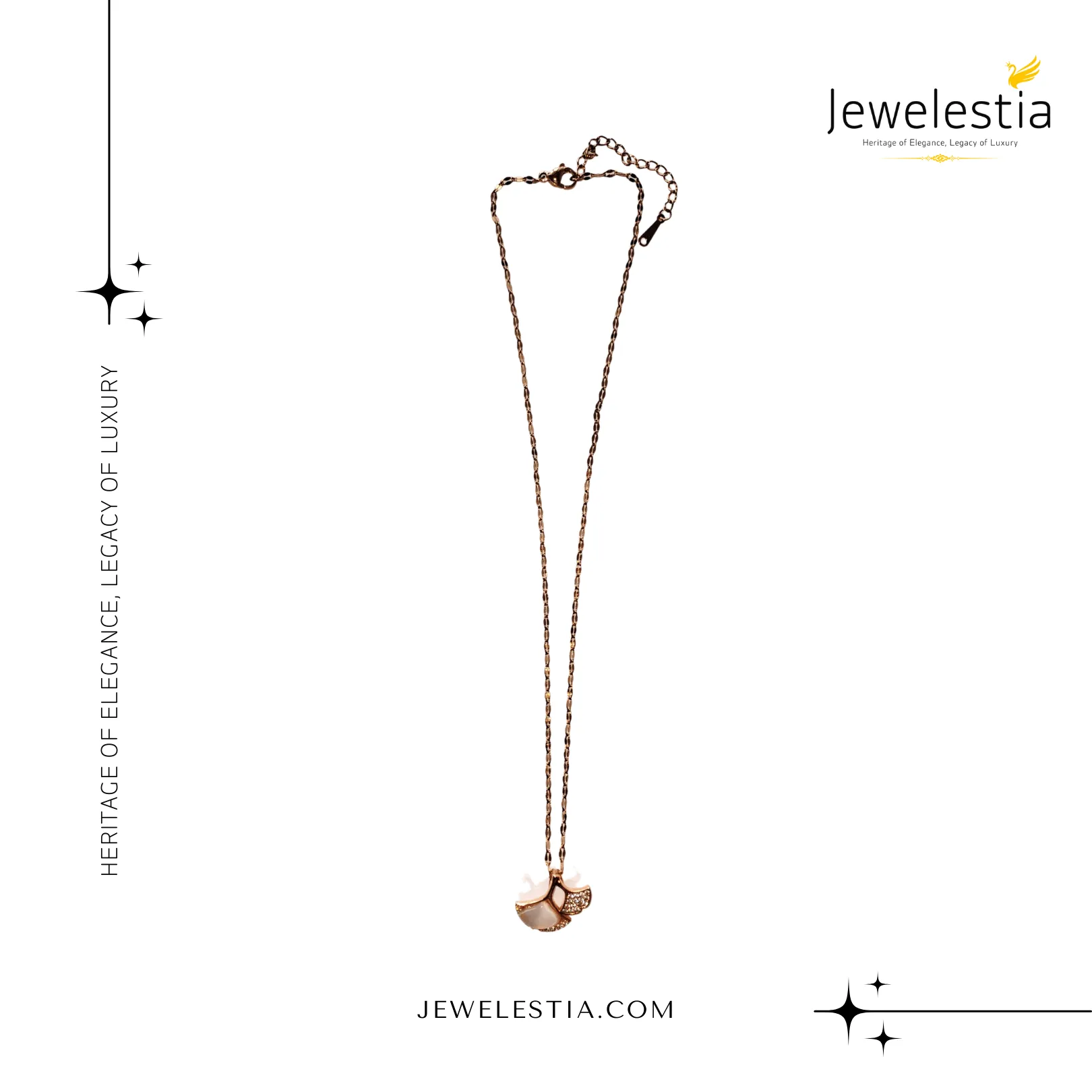 Jewelestia Rose Gold Shell Pendant Necklace