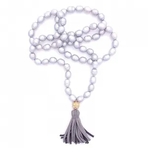 Knotted Pearls and Tassel Necklace