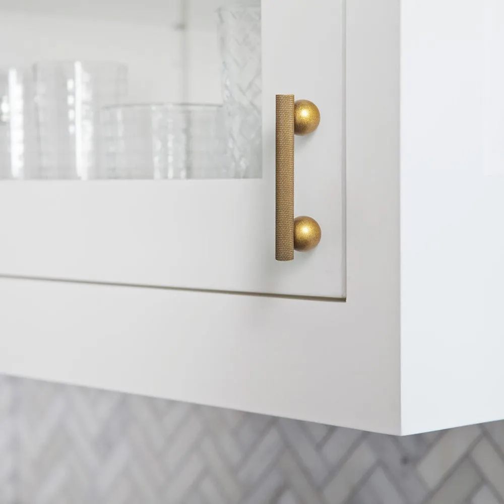 Knurled Metal Alloy Cabinet Pulls with Ball Base Retro Handles Antique Brass Hardware