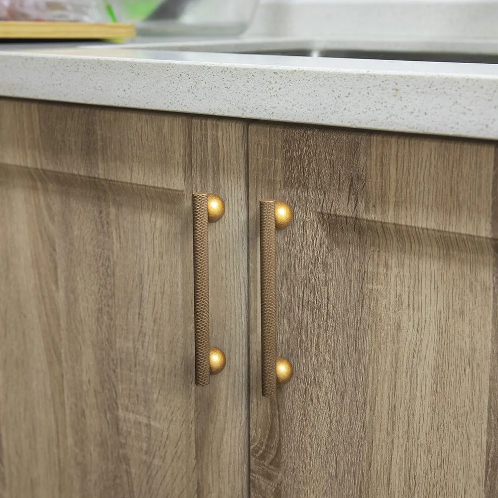 Knurled Metal Alloy Cabinet Pulls with Ball Base Retro Handles Antique Brass Hardware