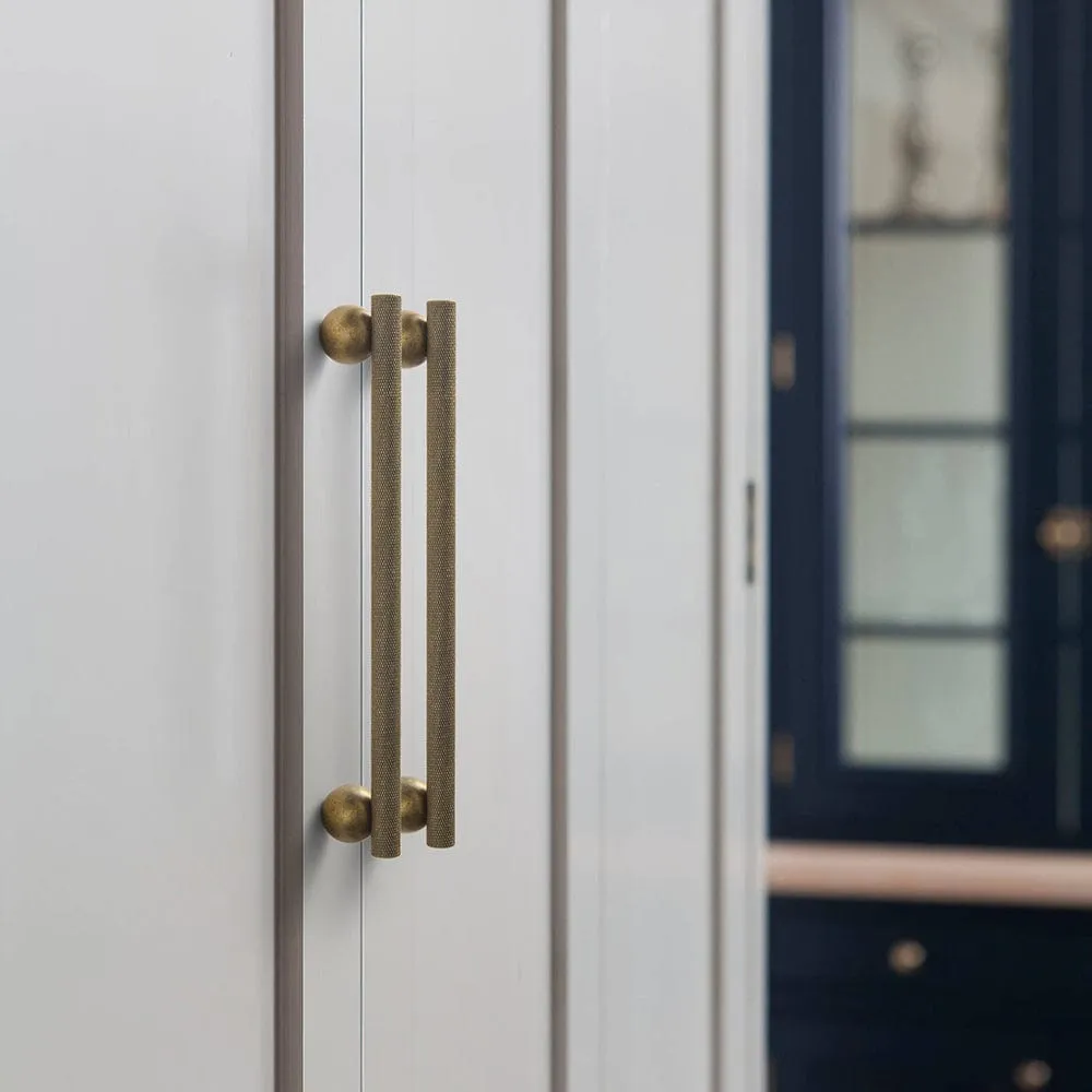 Knurled Metal Alloy Cabinet Pulls with Ball Base Retro Handles Antique Brass Hardware