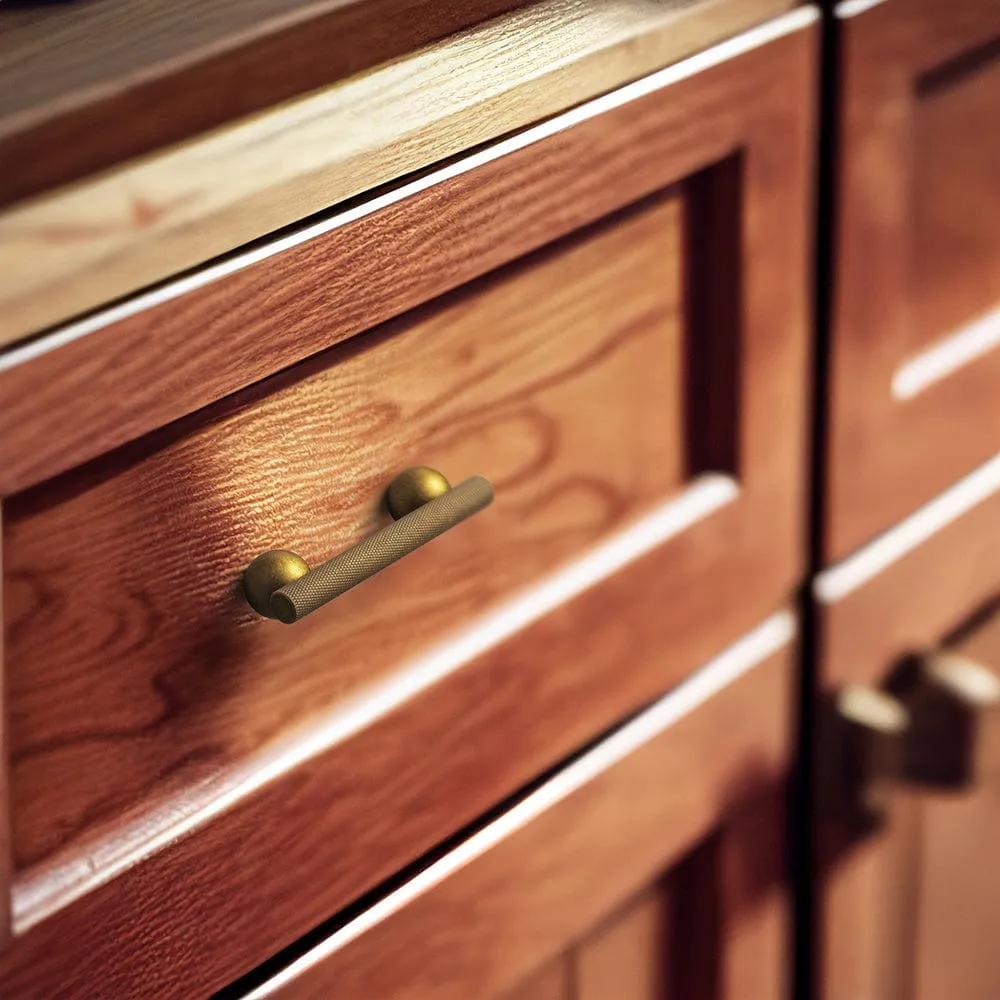 Knurled Metal Alloy Cabinet Pulls with Ball Base Retro Handles Antique Brass Hardware