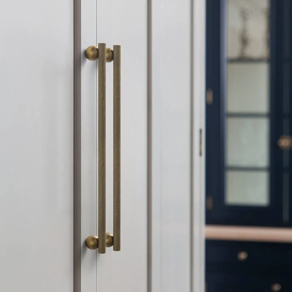 Knurled Metal Alloy Cabinet Pulls with Ball Base Retro Handles Antique Brass Hardware