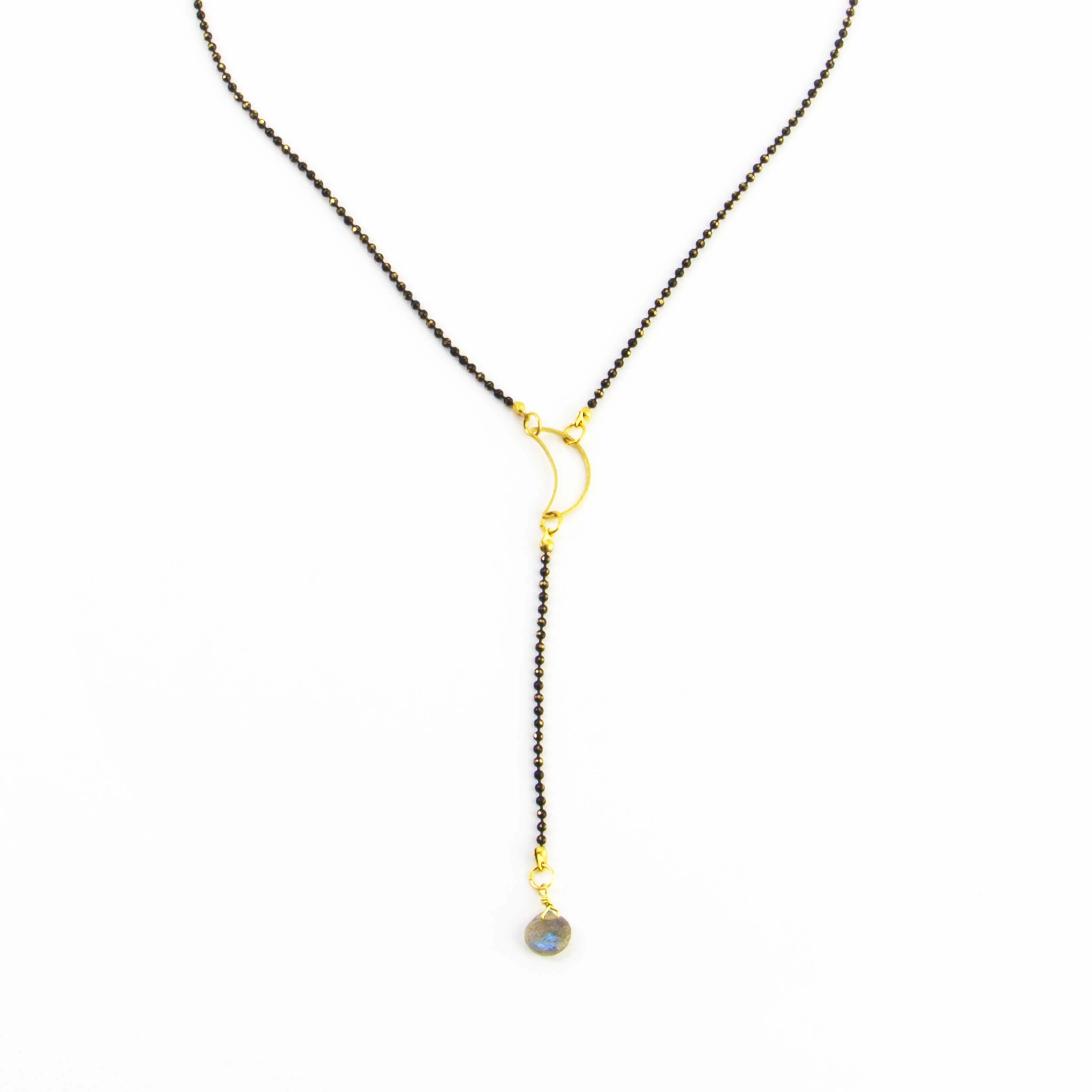 Labradorite and moon Y Necklace