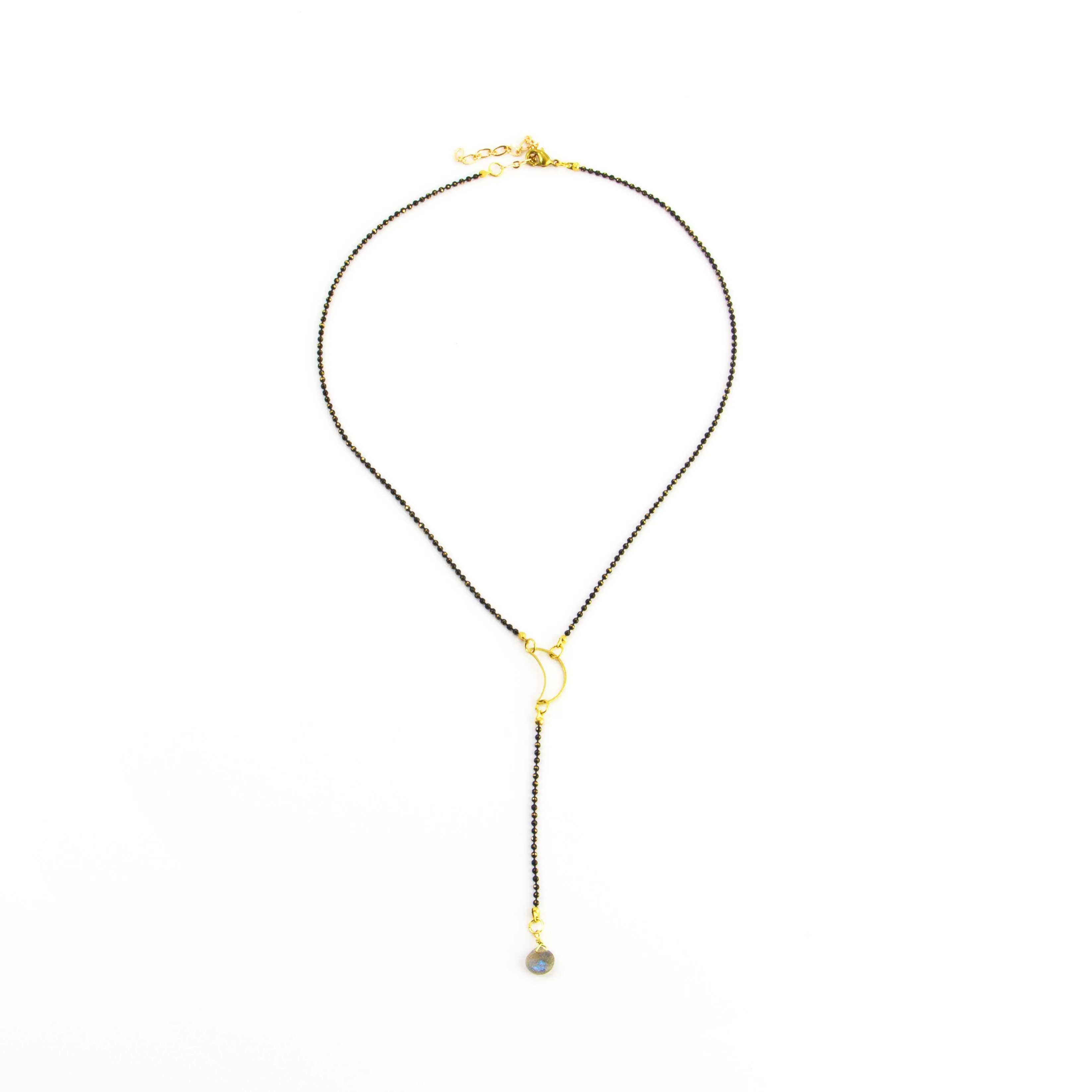 Labradorite and moon Y Necklace