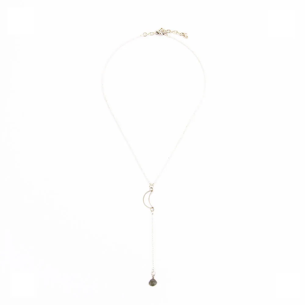 Labradorite and moon Y Necklace