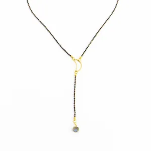 Labradorite and moon Y Necklace