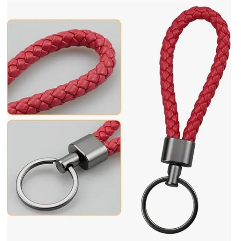 Leather Braided Rope Keychain Gbs23-3 Red