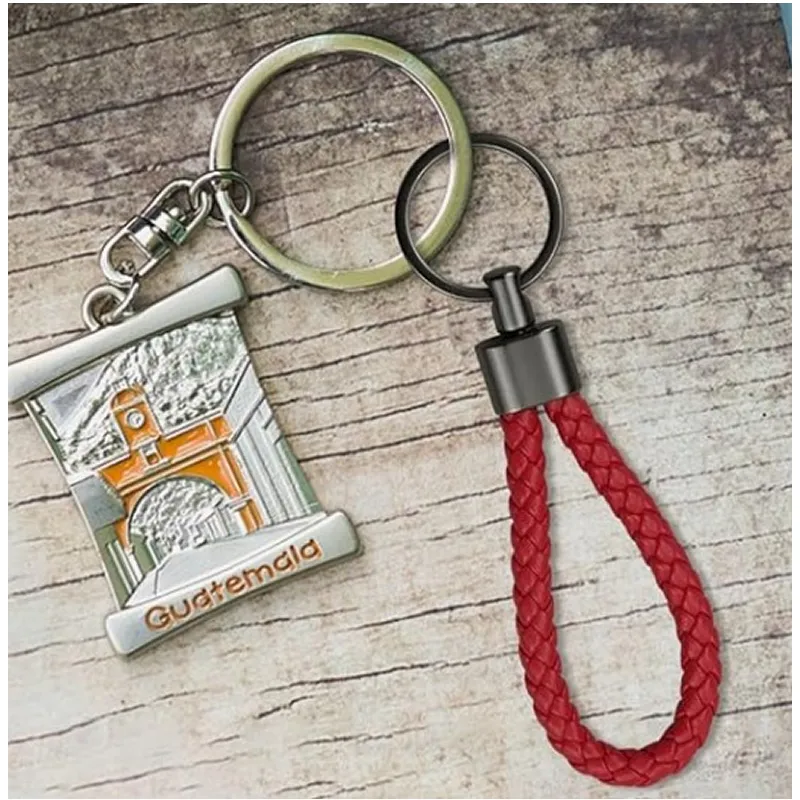 Leather Braided Rope Keychain Gbs23-3 Red