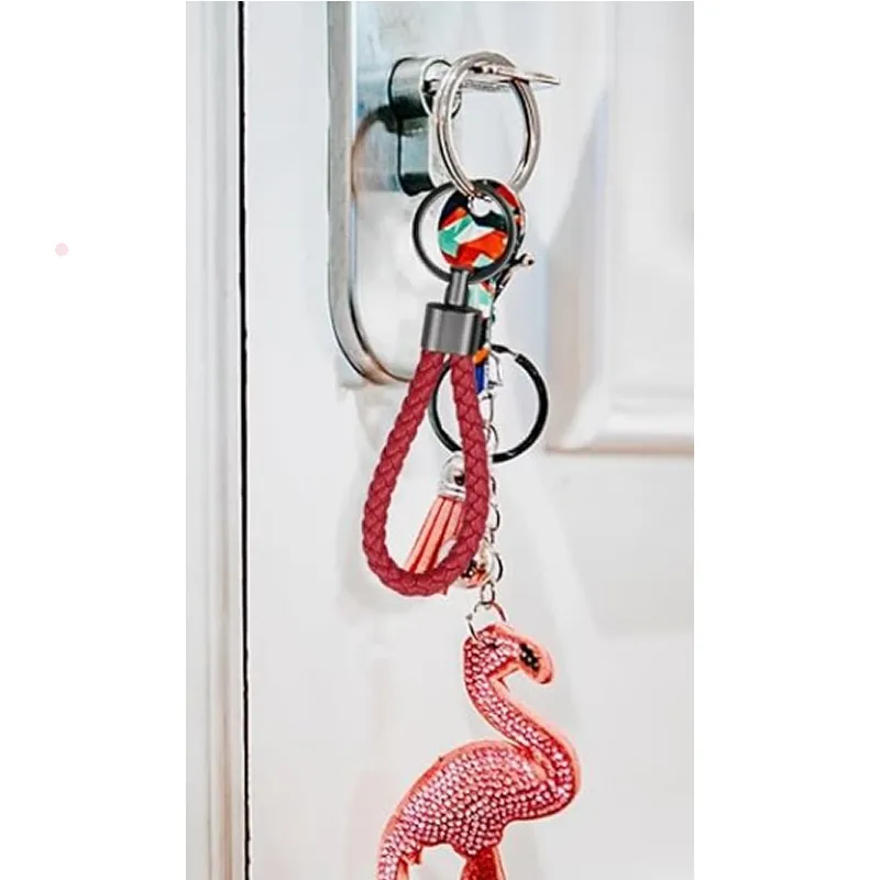 Leather Braided Rope Keychain Gbs23-3 Red