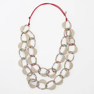 Leather Double Strand Gemma Necklace in Ivory