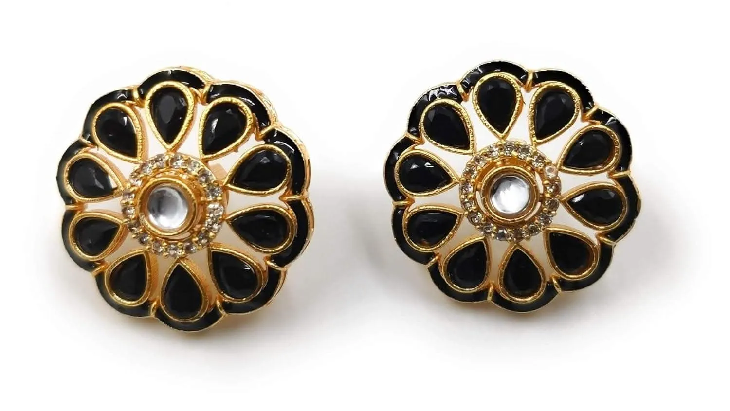 Meenakari ad kundan chokar royal black color necklace with earrings