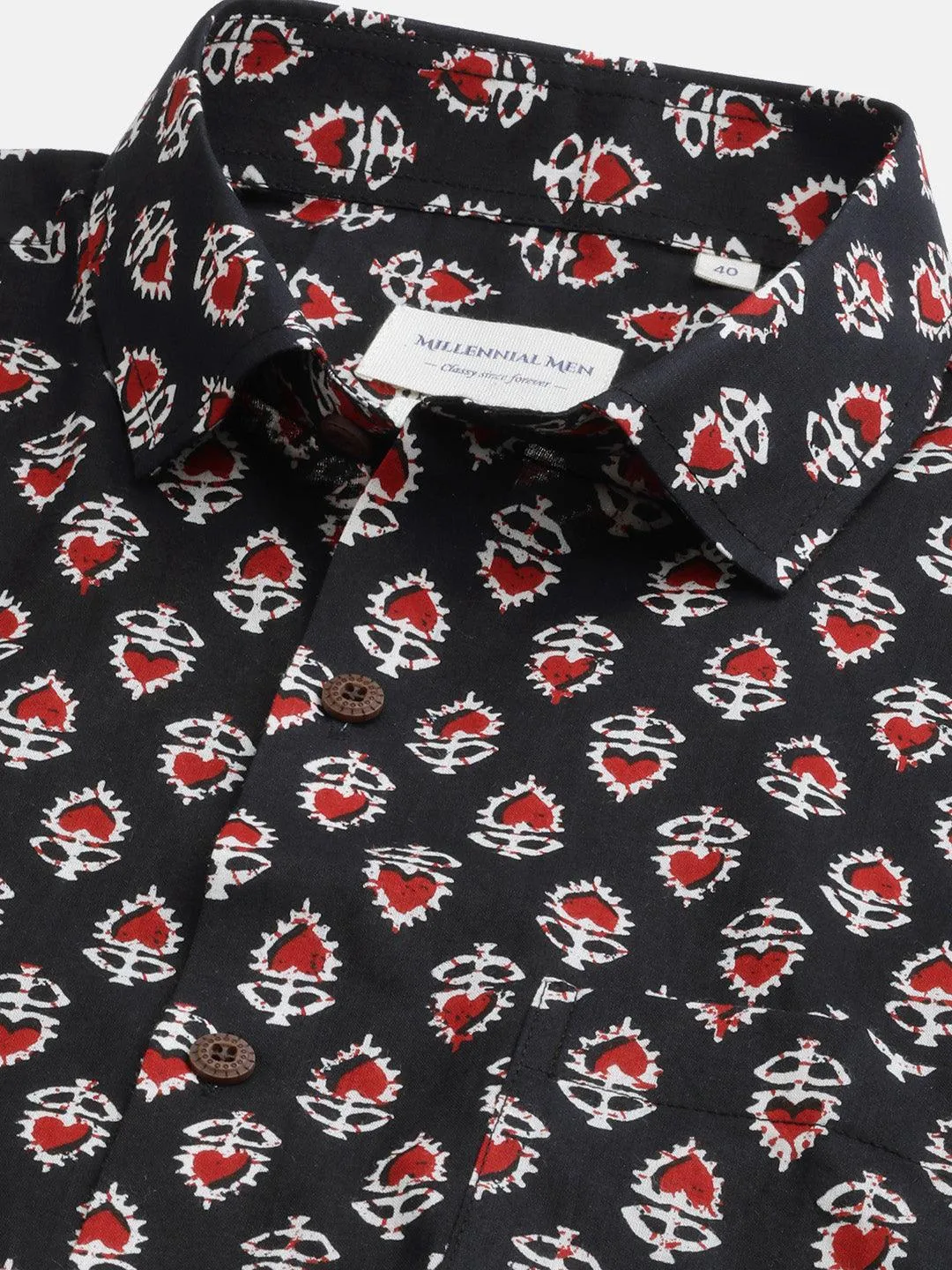 Millennial Men Black & Red Cotton  Half Sleeve Shirt for Men-MMH0167
