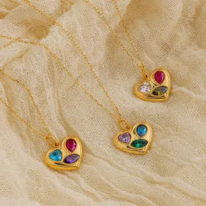 Mixed Birthstone Heart Necklace