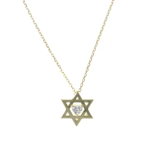 NF-305/G - Chain Necklace with Star of David and a Heart