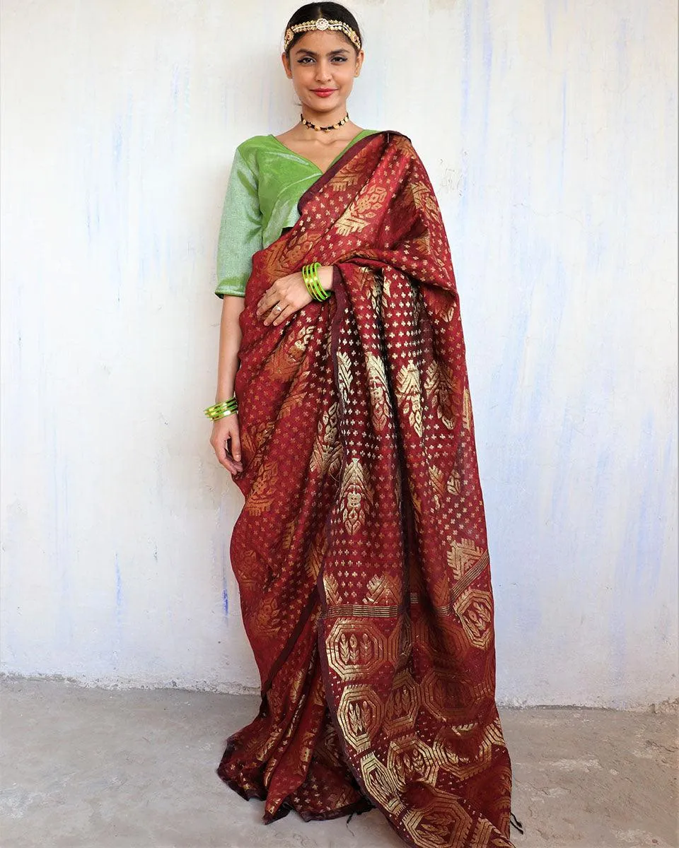 Padma Handwoven Jamdani Saree-Shringaar