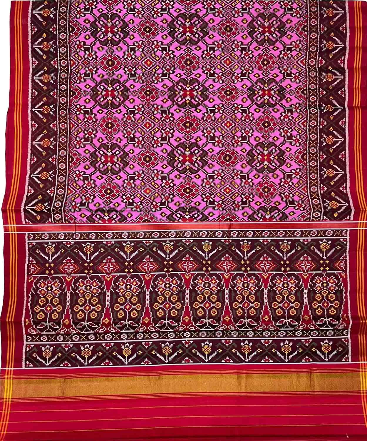 Pink Handloom Semi Patan Patola Silk Saree - Elegant Style
