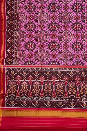 Pink Handloom Semi Patan Patola Silk Saree - Elegant Style