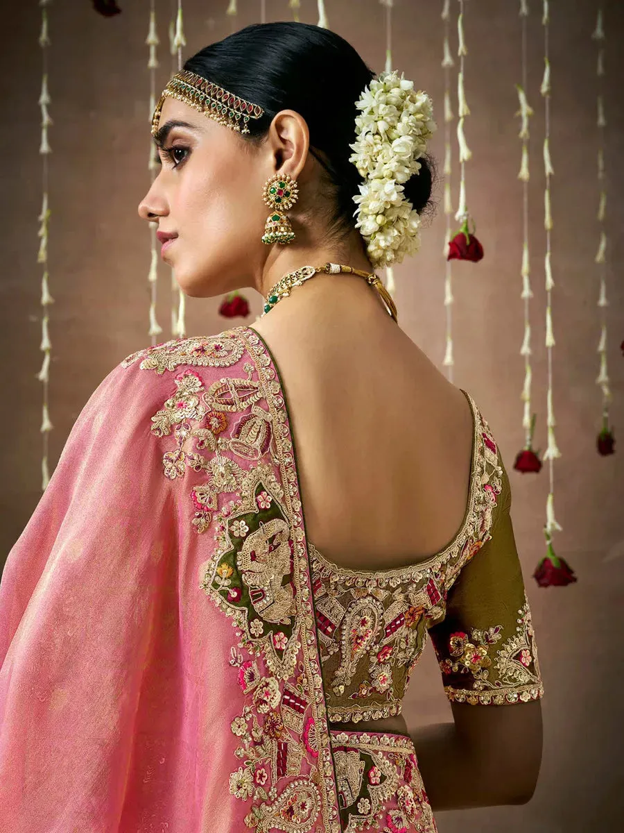 Pristine Light Pink Designer Silk Embroidered Saree