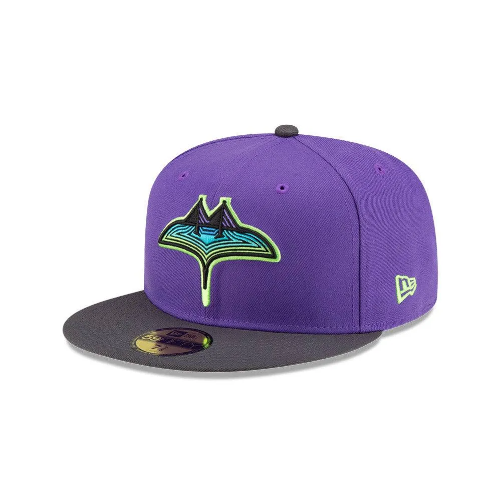 Rays New Era Purple Grey City Connect Skyray Tampa Flames 59Fifty Fitted Hat