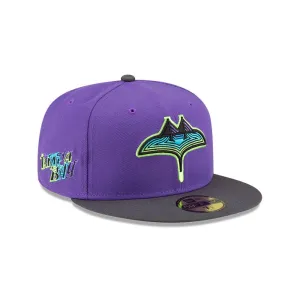 Rays New Era Purple Grey City Connect Skyray Tampa Flames 59Fifty Fitted Hat