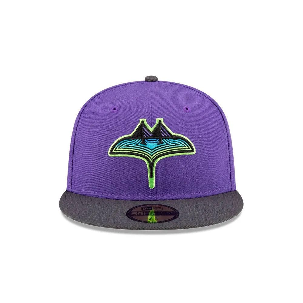 Rays New Era Purple Grey City Connect Skyray Tampa Flames 59Fifty Fitted Hat