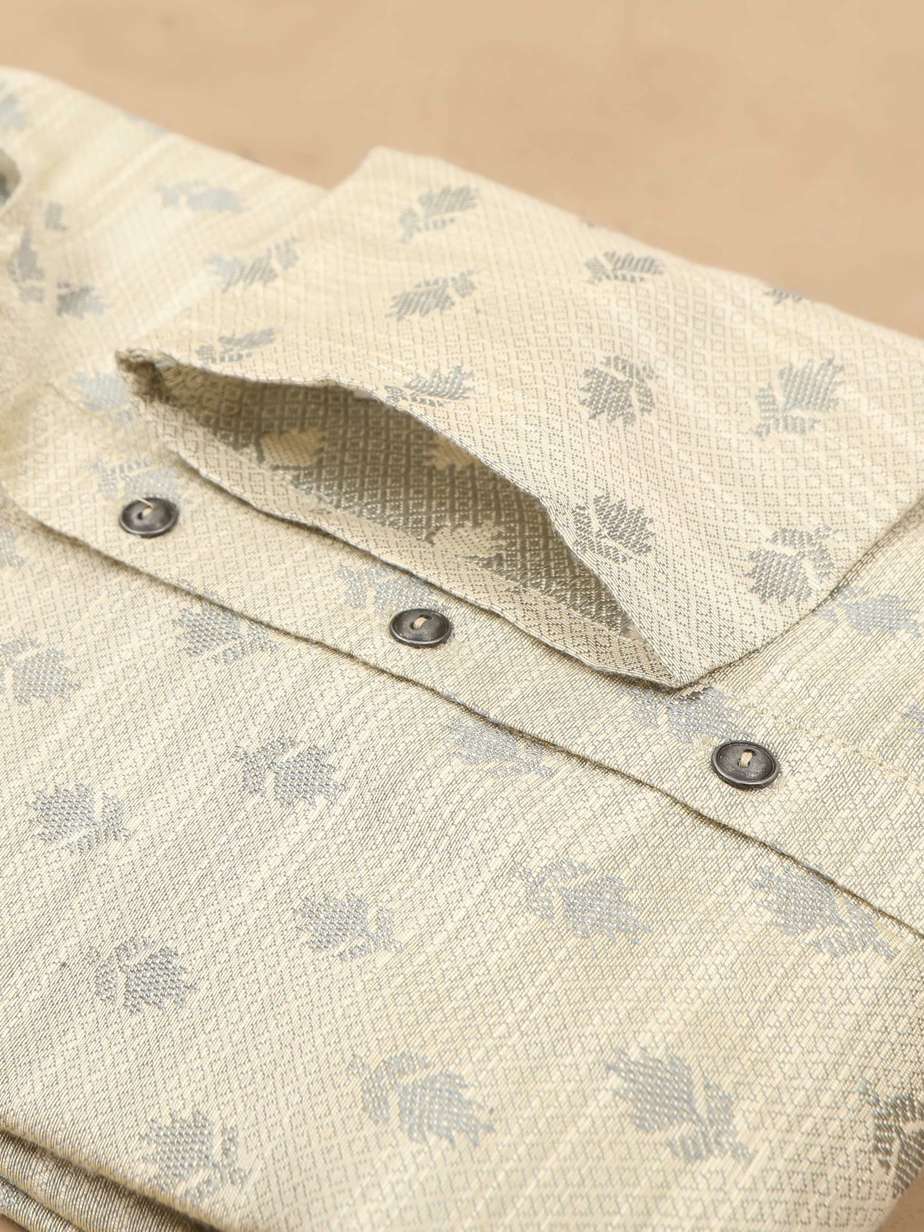Silver Banarasi Leaf Buta Long Kurta