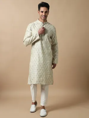 Silver Banarasi Leaf Buta Long Kurta