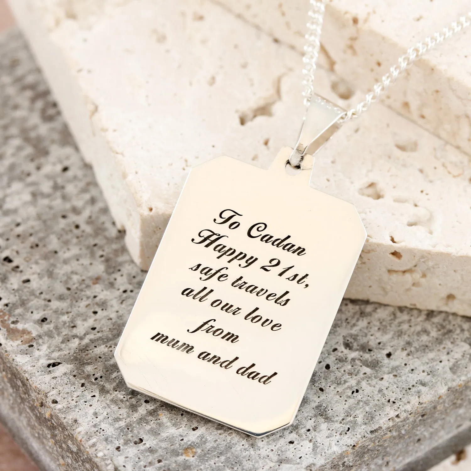 St Christopher Dog Tag Personalised Silver Necklace