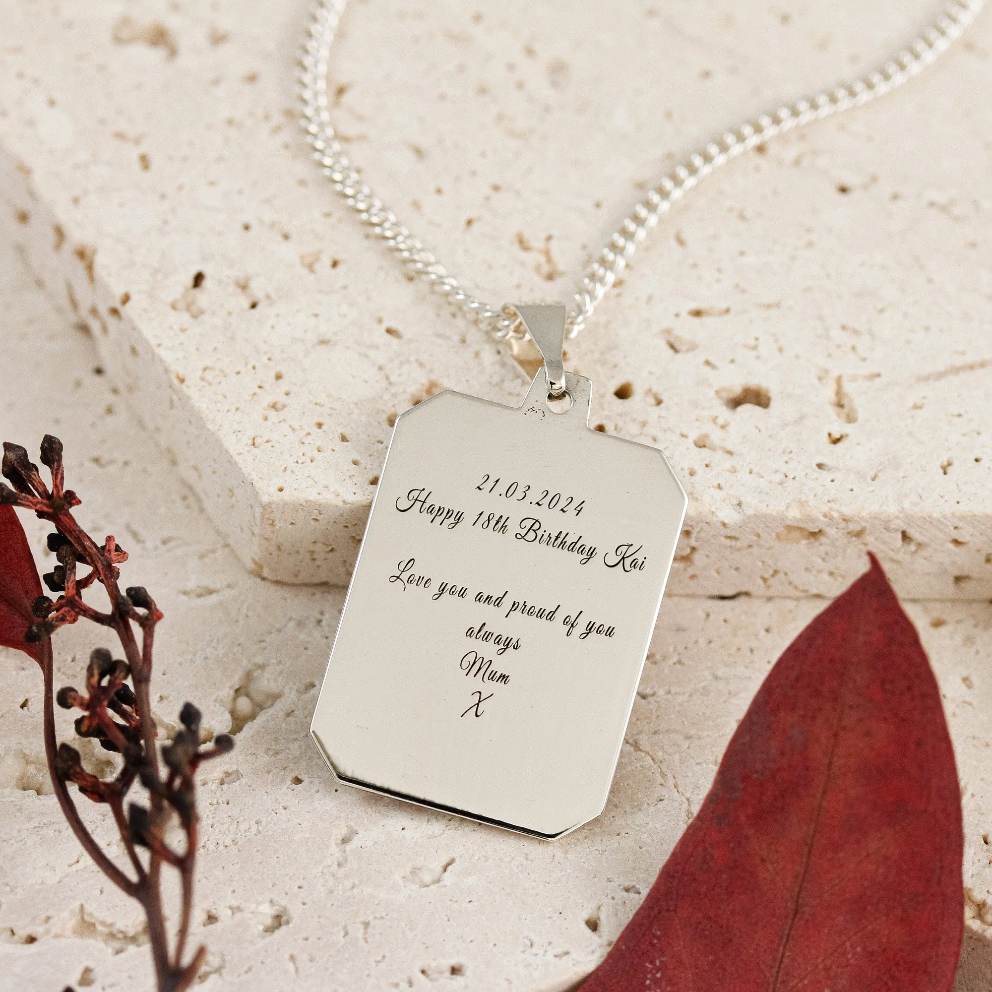 St Christopher Dog Tag Personalised Silver Necklace