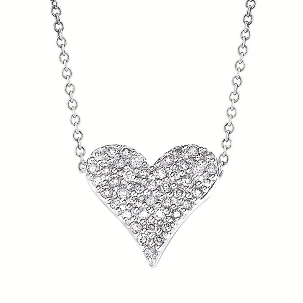 Sterling Silver 0.20ctw Heart Diamond Necklace