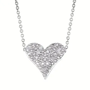 Sterling Silver 0.20ctw Heart Diamond Necklace