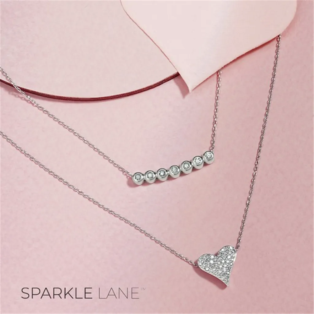Sterling Silver 0.20ctw Heart Diamond Necklace