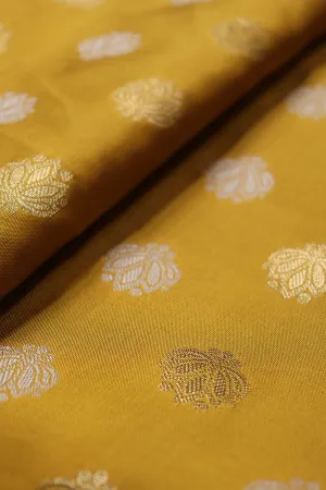 Stunning Mustard Banarasi Silk Fabric with Booti Design (2.5 Mtr)