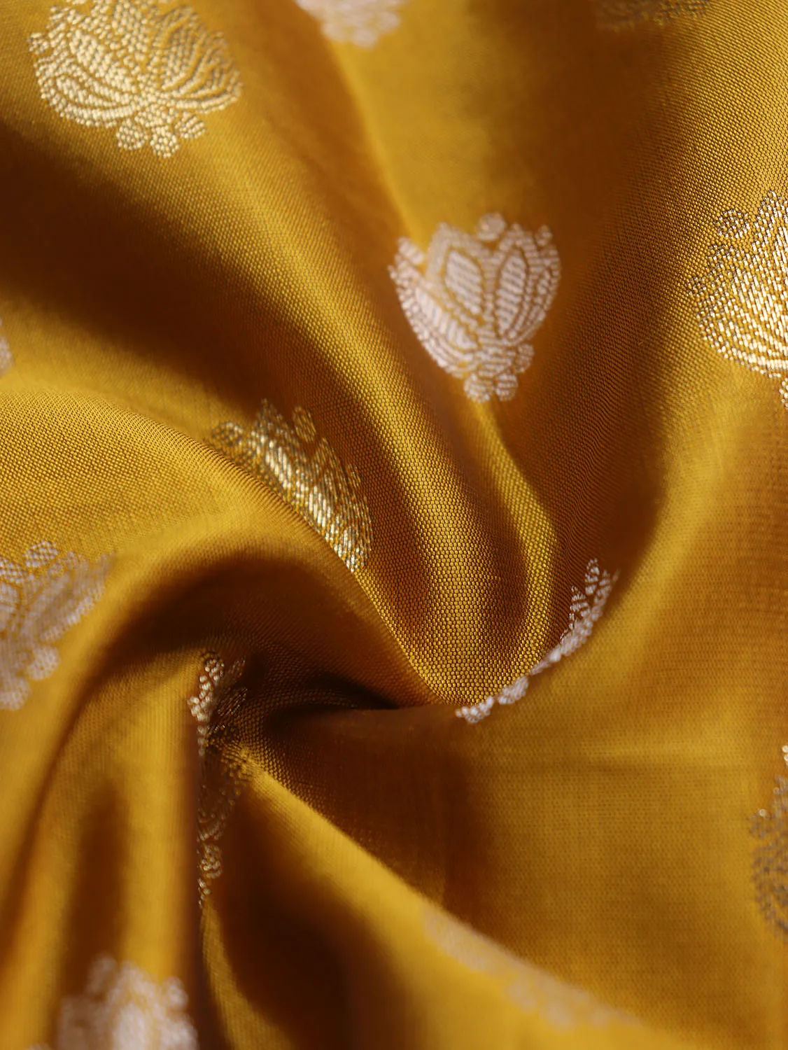 Stunning Mustard Banarasi Silk Fabric with Booti Design (2.5 Mtr)