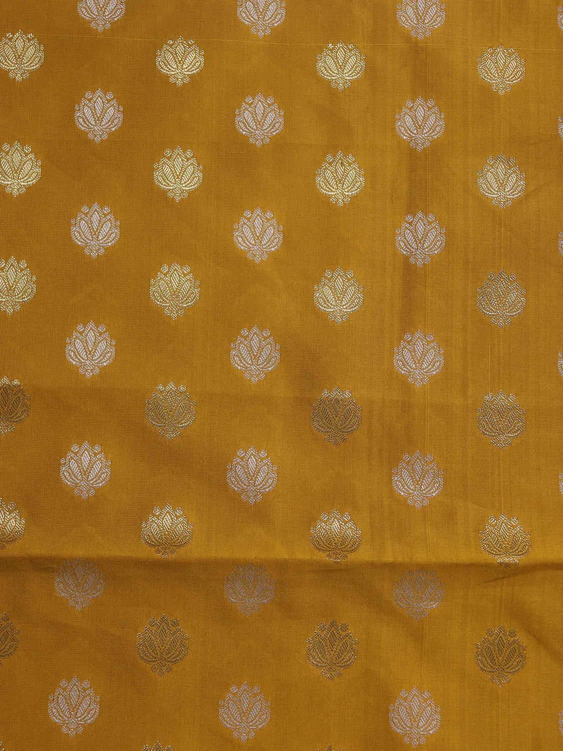 Stunning Mustard Banarasi Silk Fabric with Booti Design (2.5 Mtr)